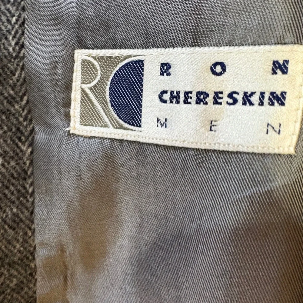 Ron Chereskin Mens Gray Herringbone Wool Camel Hair‎ Sport Coat Blazer 46R